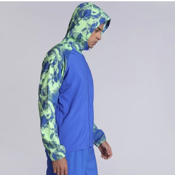 🆕Puma | Run FAV AOP Woven Jacket Royal Sapphire Blue & Green Mens Size Large - Picture 3 of 15